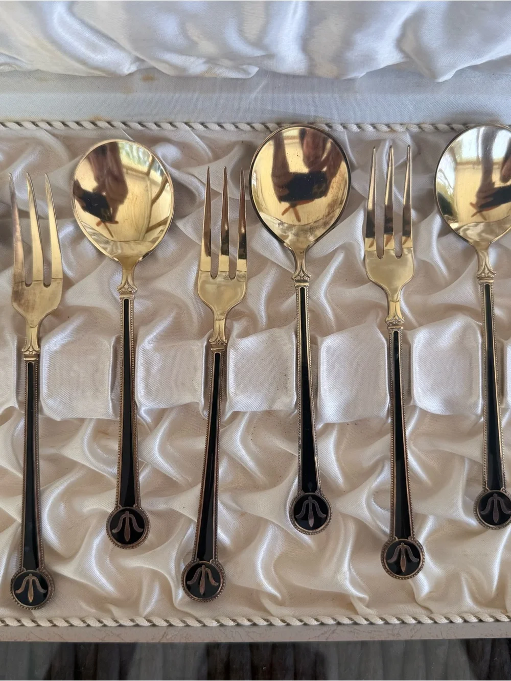 David Anderson sterling silver vermeil and enamel appetizer set